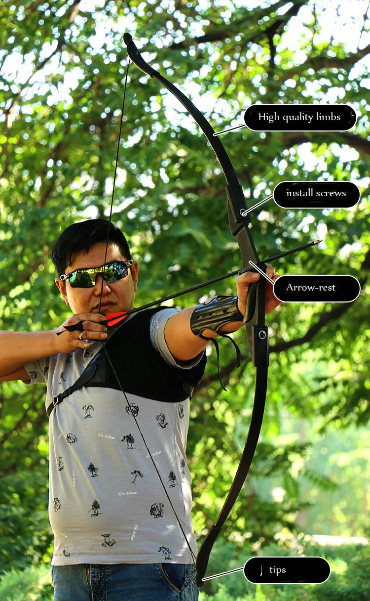 Toparchery 20-40lbs Archery 57" Takedown Recurve Bow For Hunting Recurve Bow and Arrow Set Left Right Hand Black Hunting Bow