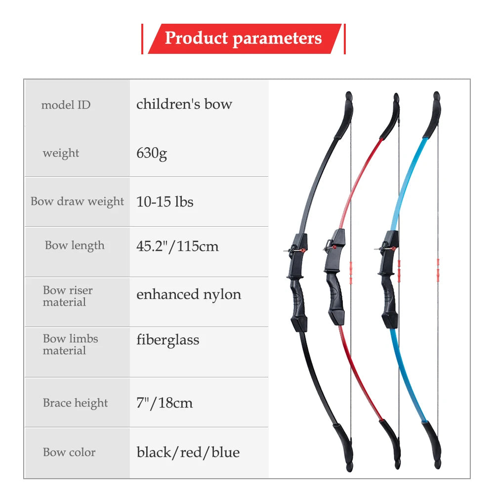 Toparchery-Recurve Bow and Sucker Arrow Set for Children Junior Archery Training Outdoor Parent-Child Shooting Game 15~18lbs 42"