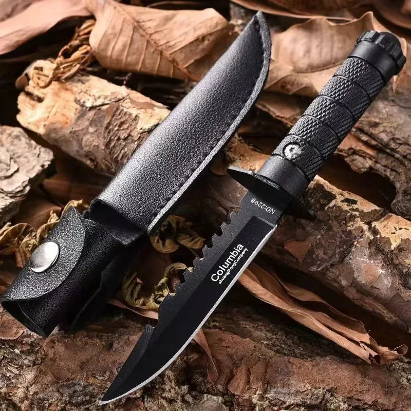 Outdoor stainless steel knife, EDC multifunctional wilderness survival knife, high hardness portable self-defense straight knife