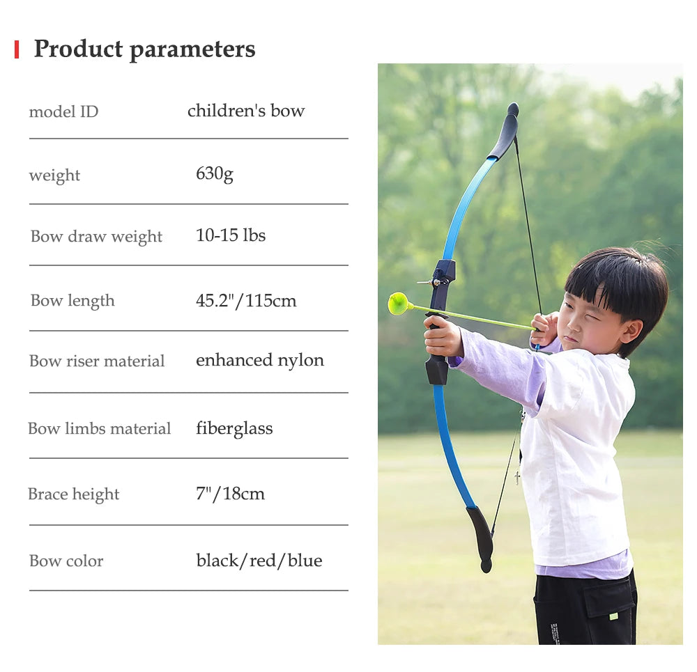 Toparchery-Recurve Bow and Sucker Arrow Set for Children Junior Archery Training Outdoor Parent-Child Shooting Game 15~18lbs 42"