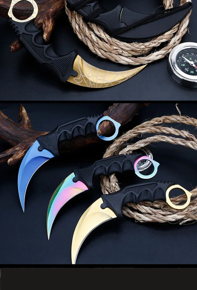 2024 NEW Real Counter Strike Karambit Knife Fixed Blade Lore Sheath Tiger Tooth Rainbow Tactical Survival Tool Hunting Knifes