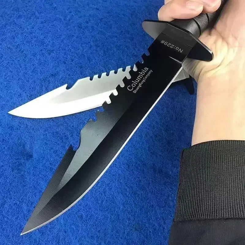 Outdoor stainless steel knife, EDC multifunctional wilderness survival knife, high hardness portable self-defense straight knife