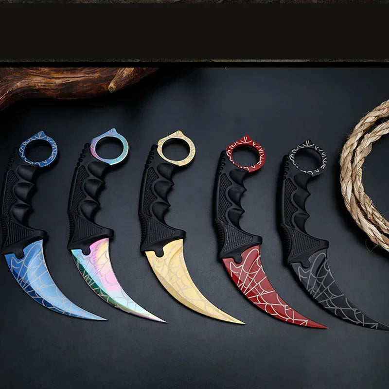 2024 NEW Real Counter Strike Karambit Knife Fixed Blade Lore Sheath Tiger Tooth Rainbow Tactical Survival Tool Hunting Knifes