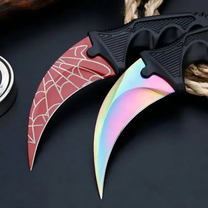 2024 NEW Real Counter Strike Karambit Knife Fixed Blade Lore Sheath Tiger Tooth Rainbow Tactical Survival Tool Hunting Knifes