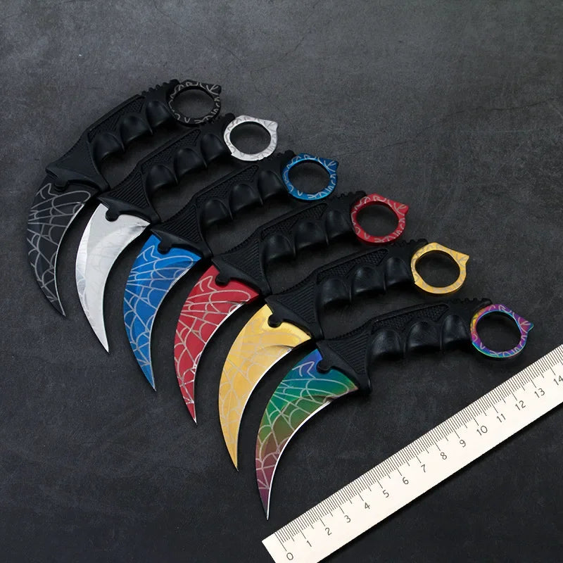 2024 NEW Real Counter Strike Karambit Knife Fixed Blade Lore Sheath Tiger Tooth Rainbow Tactical Survival Tool Hunting Knifes