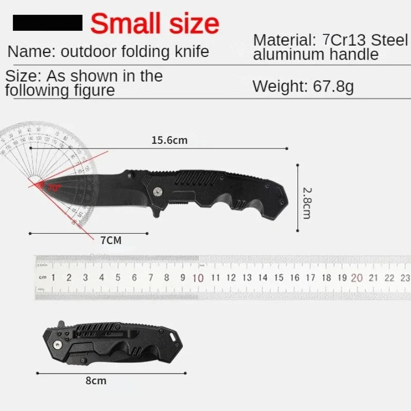 Outdoor black stainless steel folding knife, new mountaineering self-defense pocket knife, high hardness and durability