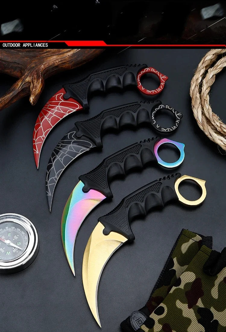 2024 NEW Real Counter Strike Karambit Knife Fixed Blade Lore Sheath Tiger Tooth Rainbow Tactical Survival Tool Hunting Knifes