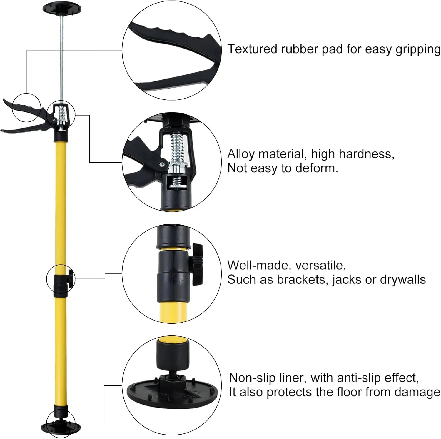 1-2Pcs Adjustable Labor-Saving Telescopic Steel Support Rod Cabinet Jacks Drywall Hand Lifting Jack Bracket Construction Tools