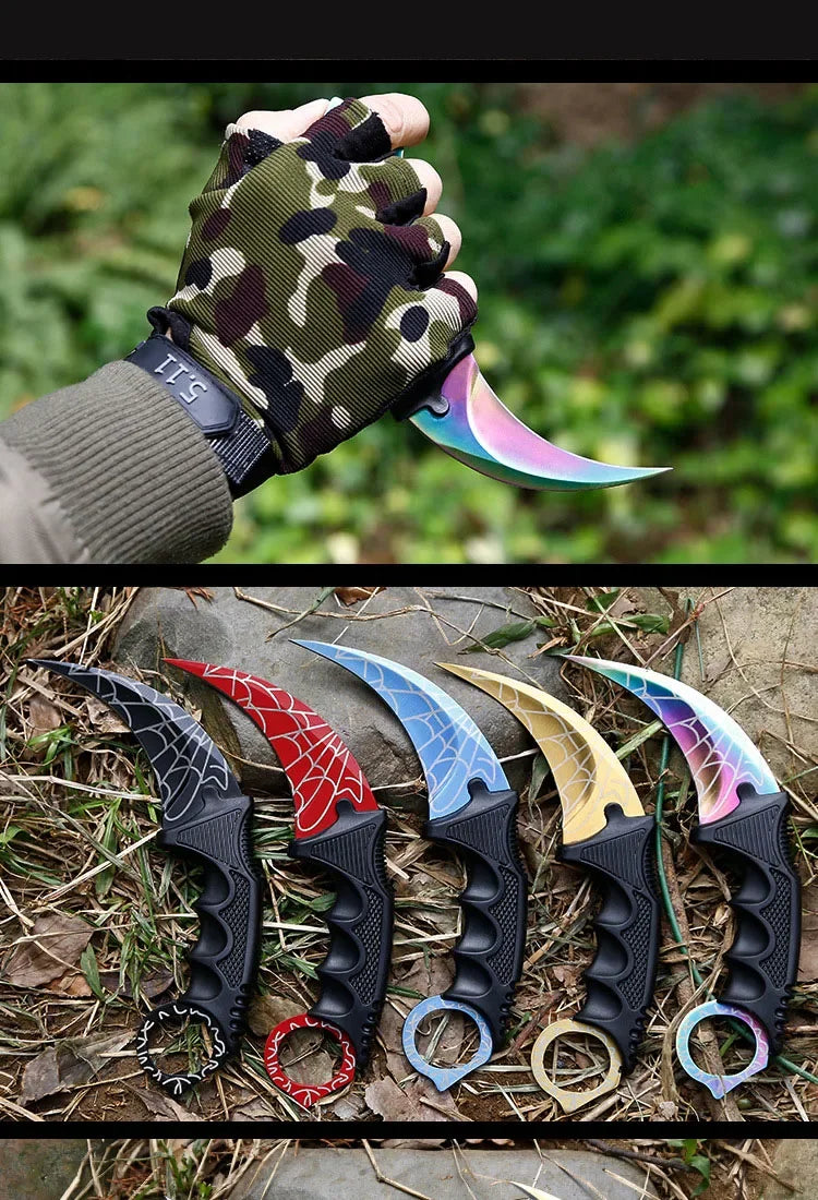 2024 NEW Real Counter Strike Karambit Knife Fixed Blade Lore Sheath Tiger Tooth Rainbow Tactical Survival Tool Hunting Knifes