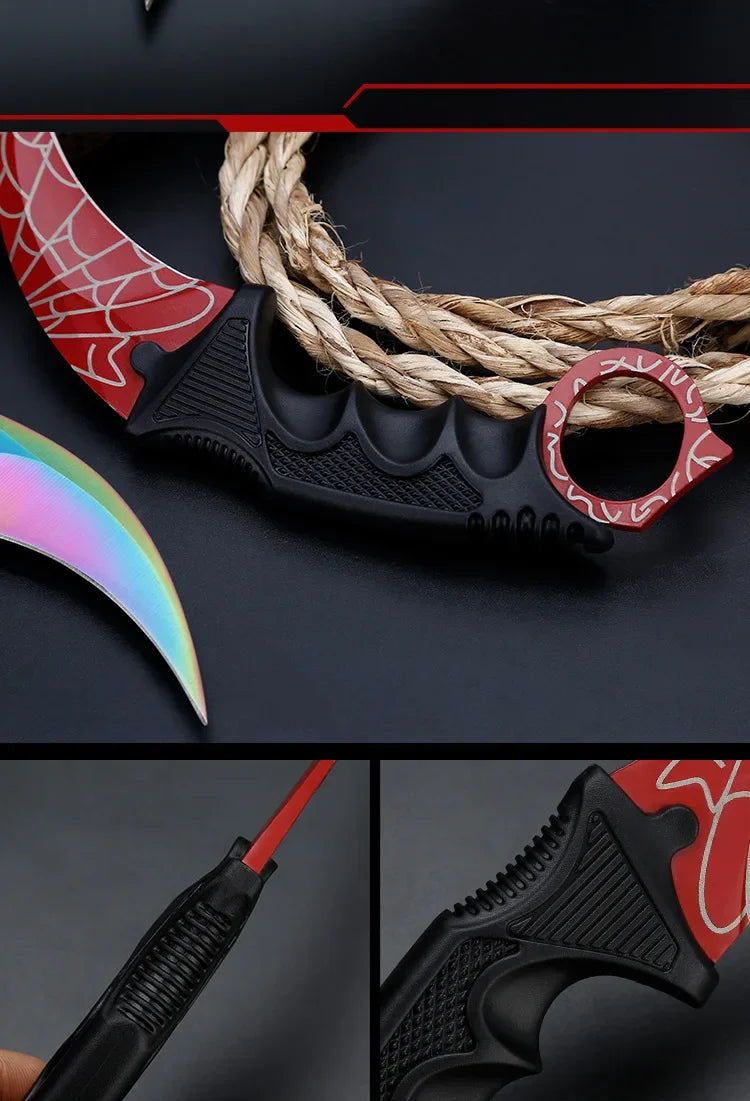 2024 NEW Real Counter Strike Karambit Knife Fixed Blade Lore Sheath Tiger Tooth Rainbow Tactical Survival Tool Hunting Knifes