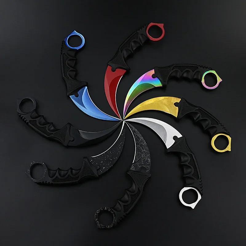 2024 NEW Real Counter Strike Karambit Knife Fixed Blade Lore Sheath Tiger Tooth Rainbow Tactical Survival Tool Hunting Knifes