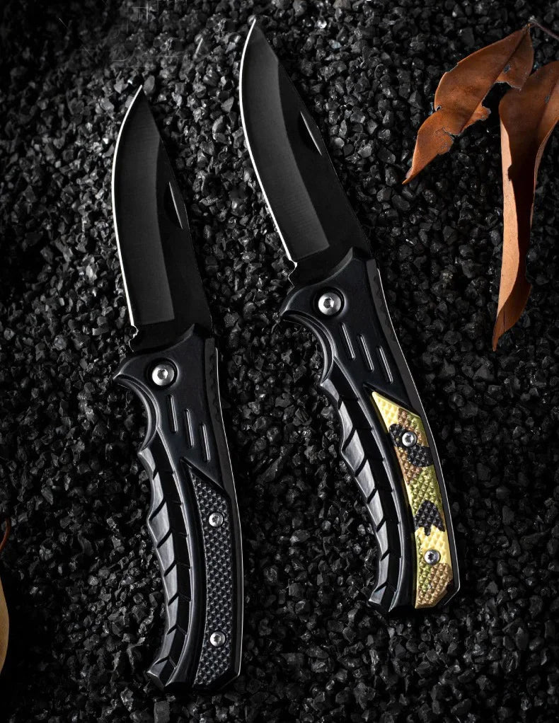 Stainless steel outdoor folding knife, mountaineering, self-defense, self-defense, portable high-hardness pocket knife