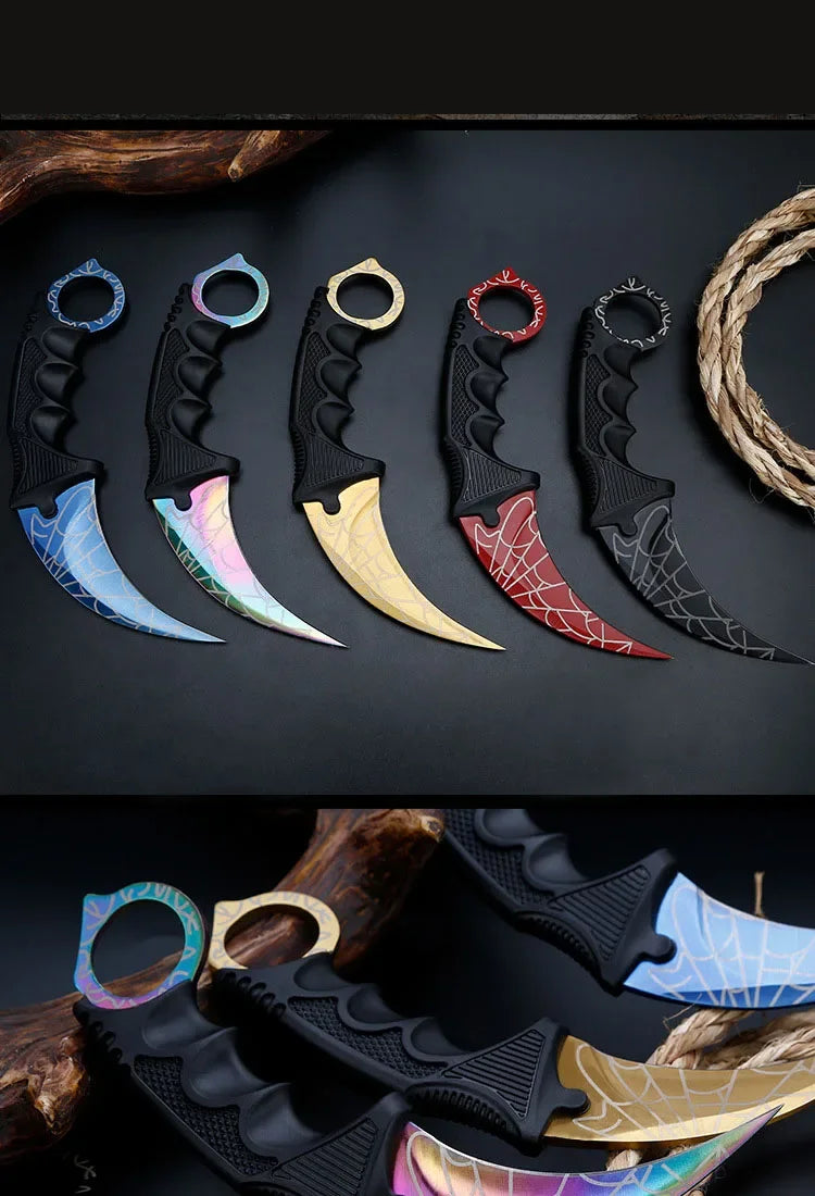 2024 NEW Real Counter Strike Karambit Knife Fixed Blade Lore Sheath Tiger Tooth Rainbow Tactical Survival Tool Hunting Knifes